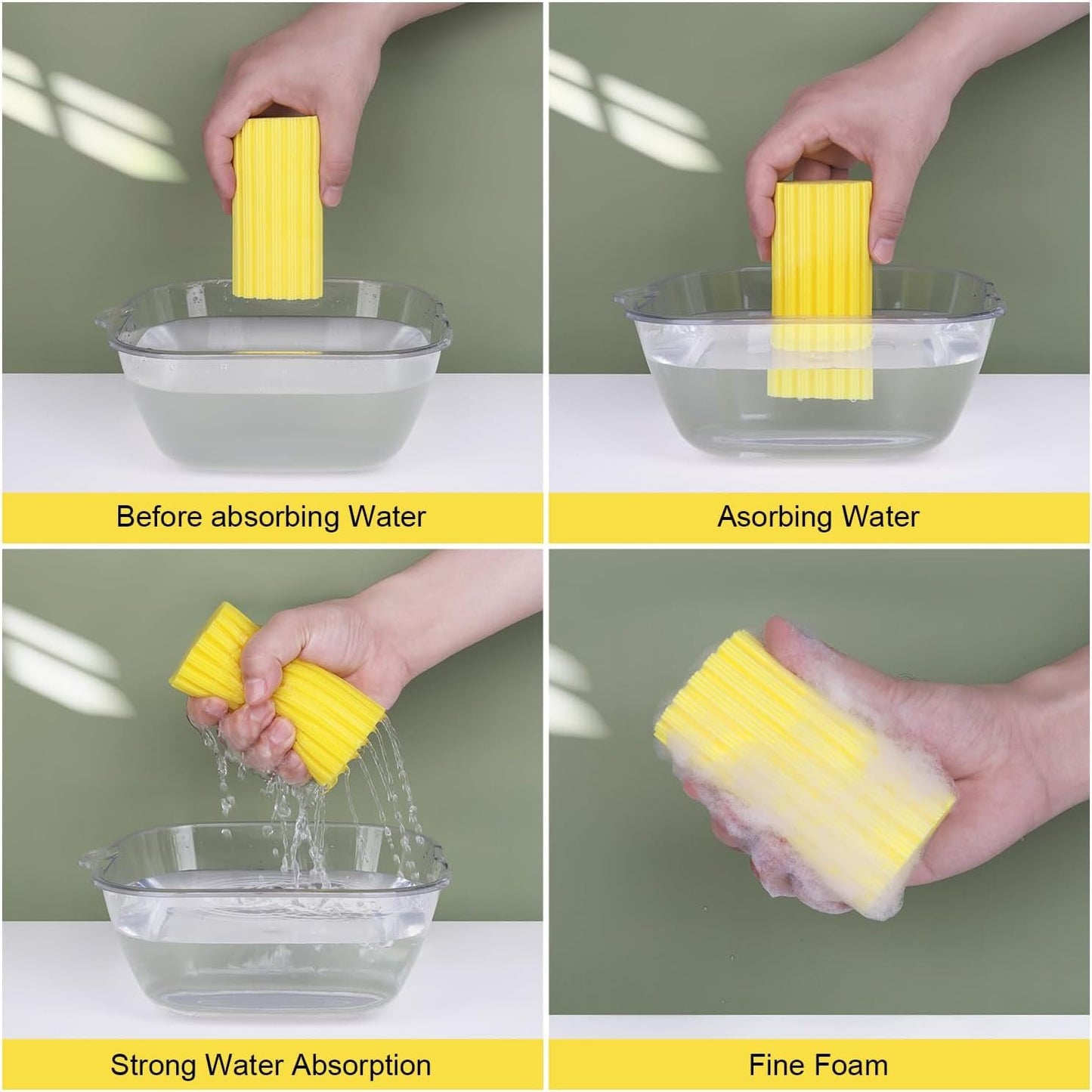 Dusting Sponge Damp Duster for Cleaning - 4 Packs Dust Sponge with Ridges Cleaning Tools, Reusable Duster Sponge Cleaning Supplies, Washable Wet Damp Duster Sponge Household for Kitchen, Bathroom