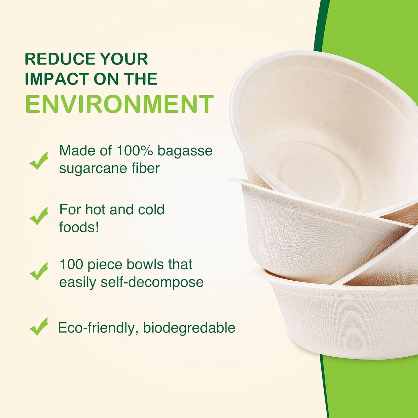 Eco Fairy 16 oz. Disposable Bowls – 100-pack Heavy-Duty, Biodegradable & Compostable Paper Bowls for Soup, Ice Cream, Salad, Cereal, and Snacks - Ideal for Parties, Catering, and Camping Trips