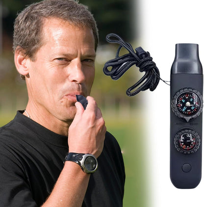 Whistle Outdoor Survival Whistle – Multi Function Loud Safety Whistle with Temperature Gauge and Direction Compass, Gear for Camping, Hiking, Car Travel, Expedition Adventures, for Men