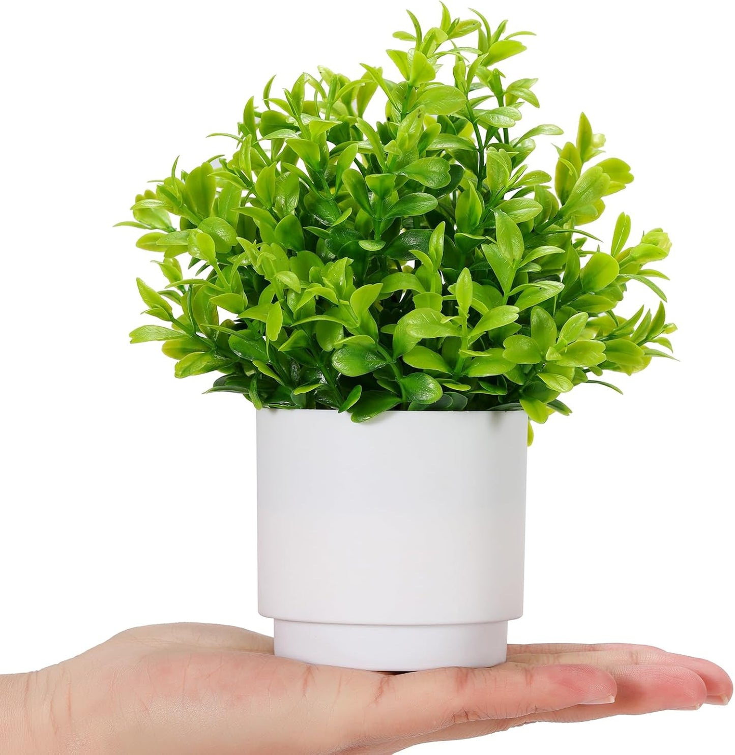 Coferset 2 Pack Small Potted Artificial Plants with Flowers Realistic Fake Greenery for Indoor Home,Office,Bathroom Farmhouse Coffee Table Decor(Green)