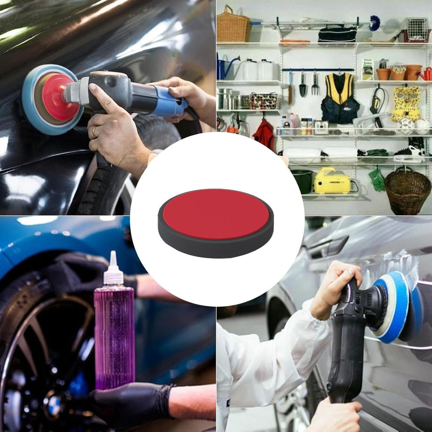 Wax Applicator Pad, Portable Reusable Polishing, 5.91x5.91in Soft Detailing Tool, Streak- Finish, Wheel Cleaning Set for Interior, Exterior, Tire Dressing, Dashboard