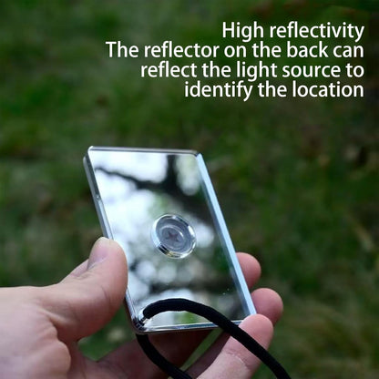 Segnale Mirror Survival Tool, Reflective Daylight, Built-in Compass, 7,5 x 5 x 0,6 cm Safety Whistle, Outdoor Adventure Gear, Compact Equipment for Hiking Camping