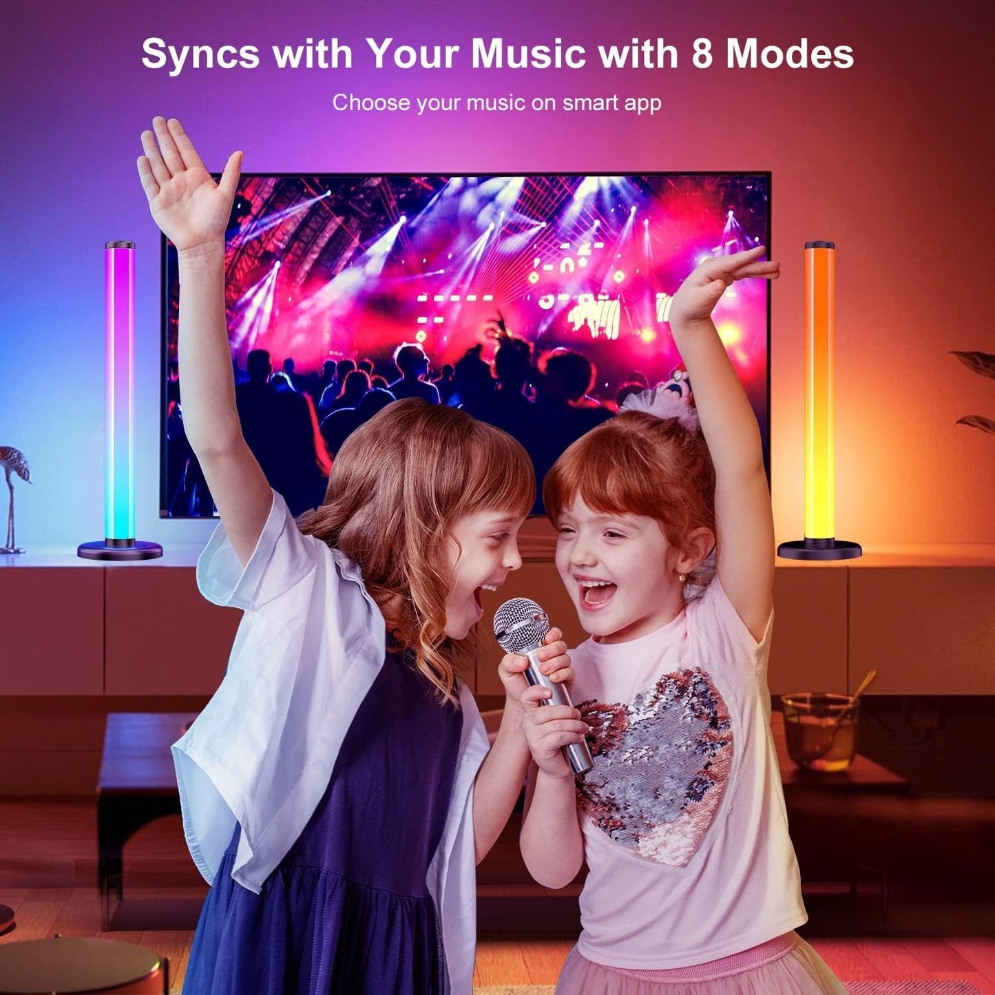 TONGLIN Smart LED Light Bars, 2Pack 42cm 360Â° Upgrade RGB, Ambient Lighting With DIY/Music Sync/8 Scene Modes, Gaming Lights LED TV Backlight With App Control, Colour Changing