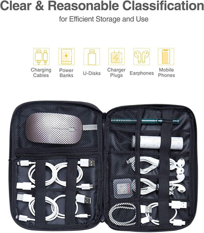 Luxtude Electronic Organizer Travel Cable Organizer Electronics Gadgets Accessories Case for USB Cable Cord, Charger, Power Bank, Phone, Hard Drives, USB Flash Drive, SD Card (Gray)