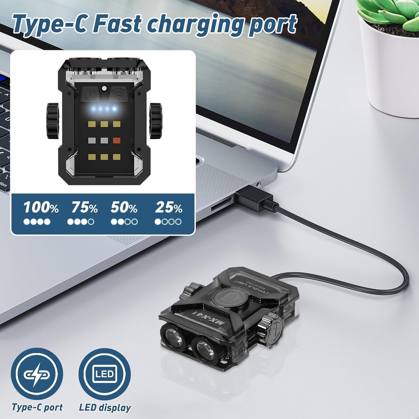 DESINO Mini Keychain EDC Flashlight Rechargeable, 1000 High Lumens Super Bright Flash Lights Small Portable Tactical Pocket Torch with Magnet & Clip, 8 Modes,USB C Ipx65 Waterproof (Black)