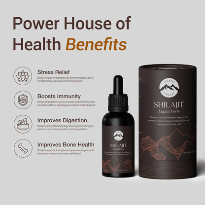 Shilajit Liquid Drops | Quick Dissolving Shilajit for Energy Boost, Detox Cleanse, Anti-Aging and Wellness | Trace Minerals & Fulvic Acid Complex | 50ml