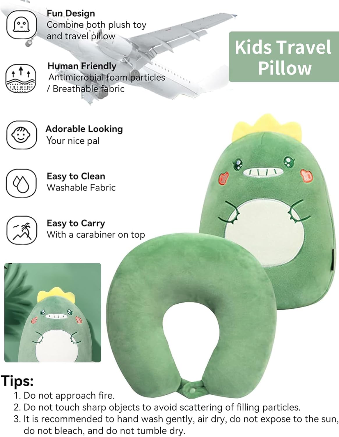 Travel Pillow, Neck Pillow, 2-in-1 Travel Pillow, U-Shaped Neck Pillow, Foam Pillow, Animal Pillow, Comfortable Neck Pillow, Travel Pillows for Sleeping Airplane, Car, Office (Duck)