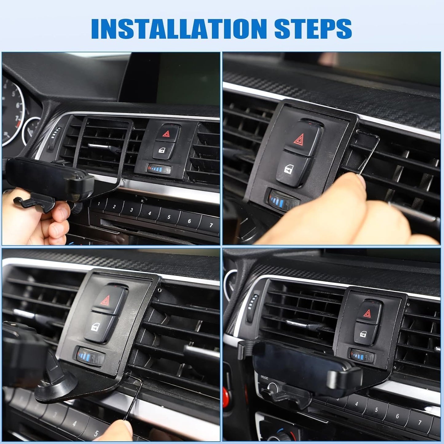 DIYUCAR Car Phone Holder for BMW 1 2 3 4 F20 F21 F22 F30 F31 F32 F33 F36 2013-2019 Black