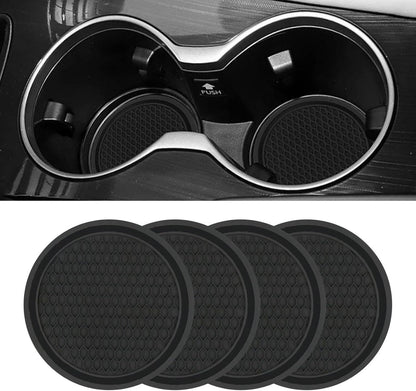 4PCS Car Cup Coaster,Universal Non-Slip Cu-p Holders,Silicone Anti Slip Cu-p Mat,Washable Cup Mats,Car Interior Accessories,Black