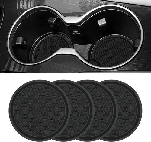 4PCS Car Cup Coaster,Universal Non-Slip Cu-p Holders,Silicone Anti Slip Cu-p Mat,Washable Cup Mats,Car Interior Accessories,Black