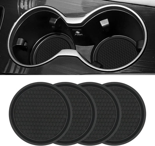4PCS Car Cup Coaster,Universal Non-Slip Cu-p Holders,Silicone Anti Slip Cu-p Mat,Washable Cup Mats,Car Interior Accessories,Black