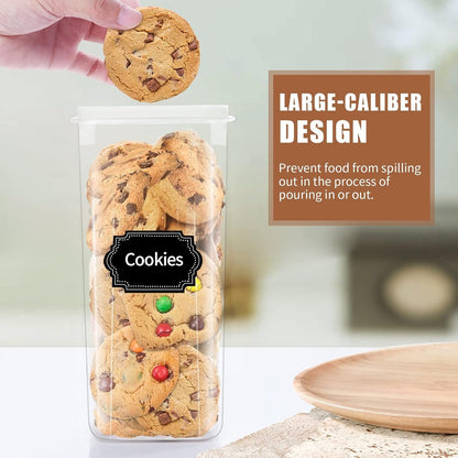 PRAKI Airtight Food Storage Container Set with Lids, 16 Pcs Plastic Dry Food Canisters for Kitchen Pantry Organizers and Storage, Ideal for Cereal, Flour & Sugar - Labels, Marker(Black)