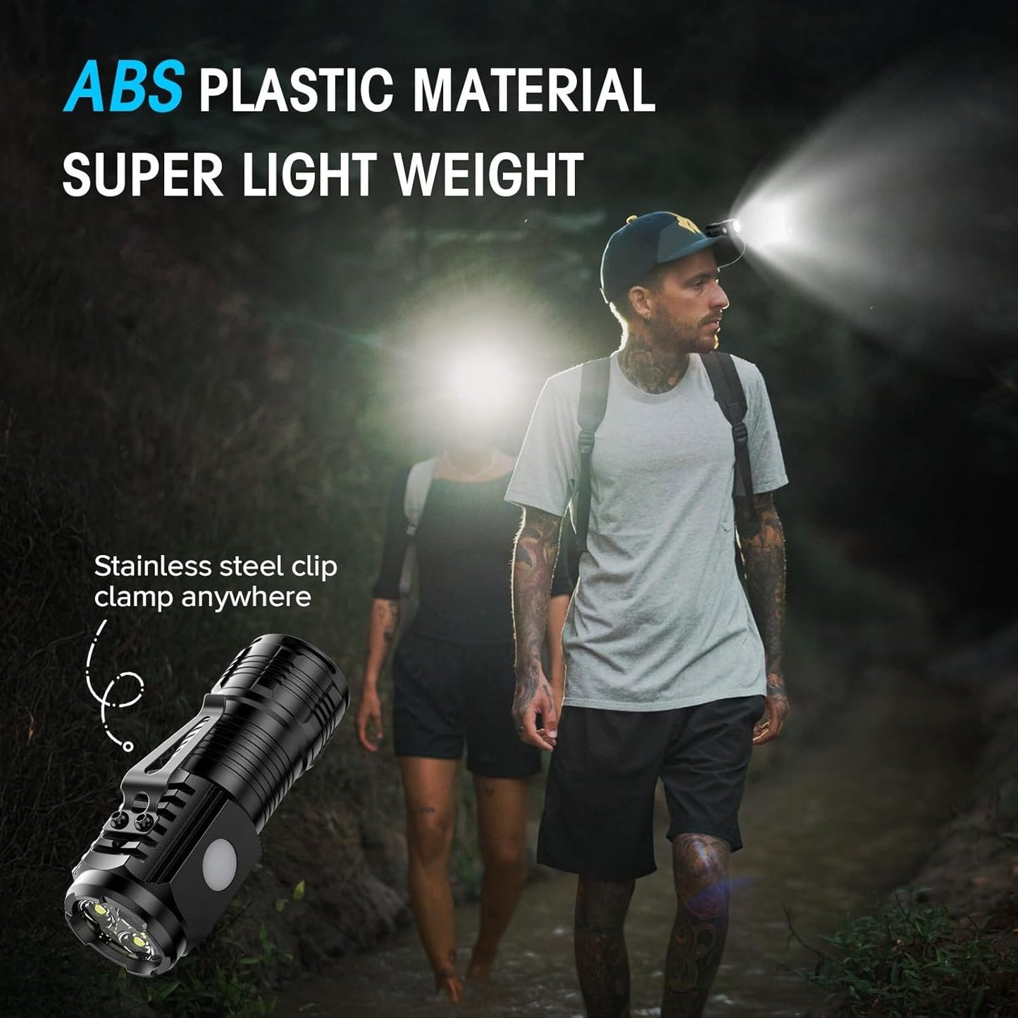 LETMY Rechargeable Mini Flashlights with Magnetic Base, 2 Pack Bright 3 LED Flash Lights, Small Tactical Flashlight with Belt Clip, 4 Lighting Modes Portable Rechargeable Flashlights for Camping Home