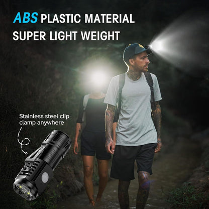 LETMY Rechargeable Mini Flashlights with Magnetic Base, 2 Pack Bright 3 LED Flash Lights, Small Tactical Flashlight with Belt Clip, 4 Lighting Modes Portable Rechargeable Flashlights for Camping Home