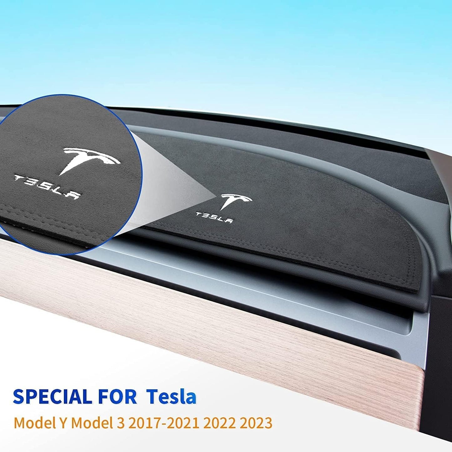 Gwydre Dashboard Cover for Tesla Model 3/Y Dash Board Mat for Model Y Model 3 2017-2023 Sun Protection Non-Slip Pad Dashboard Decorative Interior Accessories