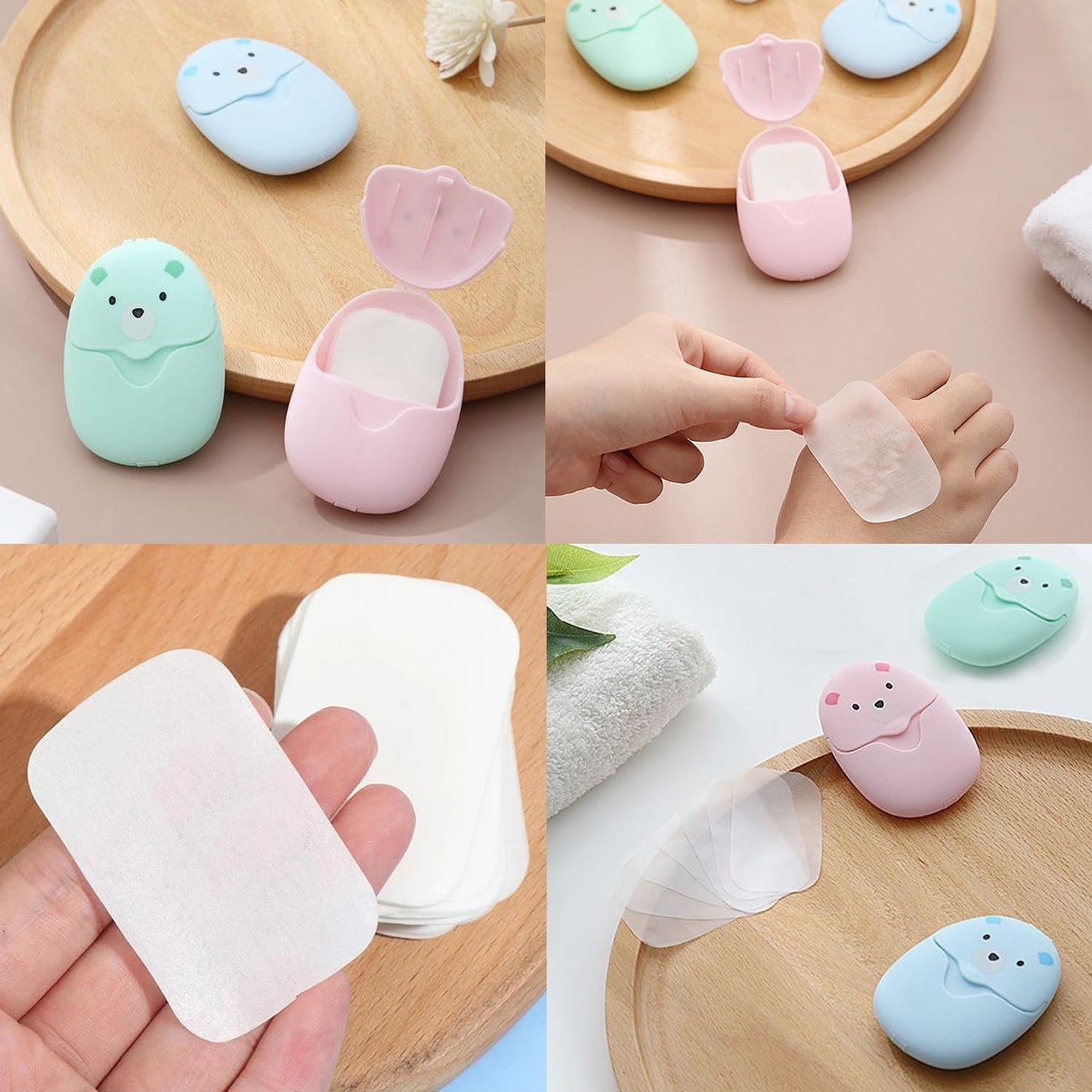 Taicols Foaming Paper Soap Flakes, 6 Boxes (300 Sheets) Portable Travel Soap Paper Sheets, Mini Disposable Paper Soap Sheets with Storage Box for Home Travel Outdoor Activities Washing Cleaning Hand