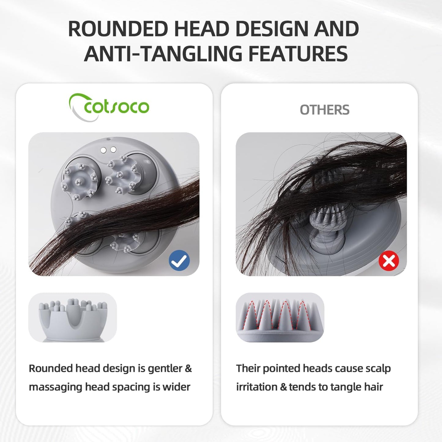 Electric Scalp Head Massager, Handheld Portable Waterproof Head Scratcher Massager with 4 Heads 84 Nodes Gifts Idea for Hair Growth, Deep Clean & Stress Release Massage