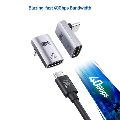 Cable Matters 2-Pack 40Gbps Right Angle USB C Adapter with 240W PD (90 Degree USB C Adapter) in Black - Thunderbolt 4, Thunderbolt 3, USB 4 Port Compatible with iPhone 15, iPad Pro, Steam Deck