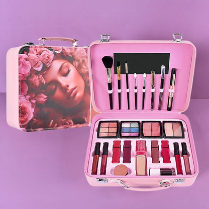 Teens Makeup Kit, Large Capacity Cosmetic Set with Reusable Case, Long Lasting Dress Up Accessories with Eyeshadow, Waterproof Makeup Palettes for Beginner, Multicolour