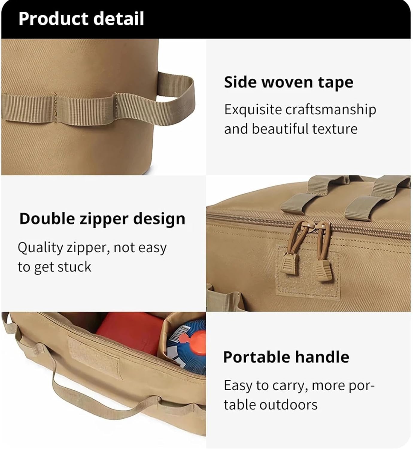 Folding Stove Canister Organizer, Camping Storage Bag, Outdoor Gear Bag, 13.39x6.69x7.48 Inches Portable Cookware, Travel Hiking Material 600d Encrypted Oxford Cloth