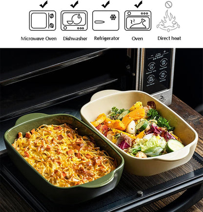 TUSIMI Ceramic Casserole Dish with Lid,33oz Covered Rectangular Baking Dish with Lid,Deep Casserole Cookware Bakeware,Oven Safe and Dishwash Safe (Green)