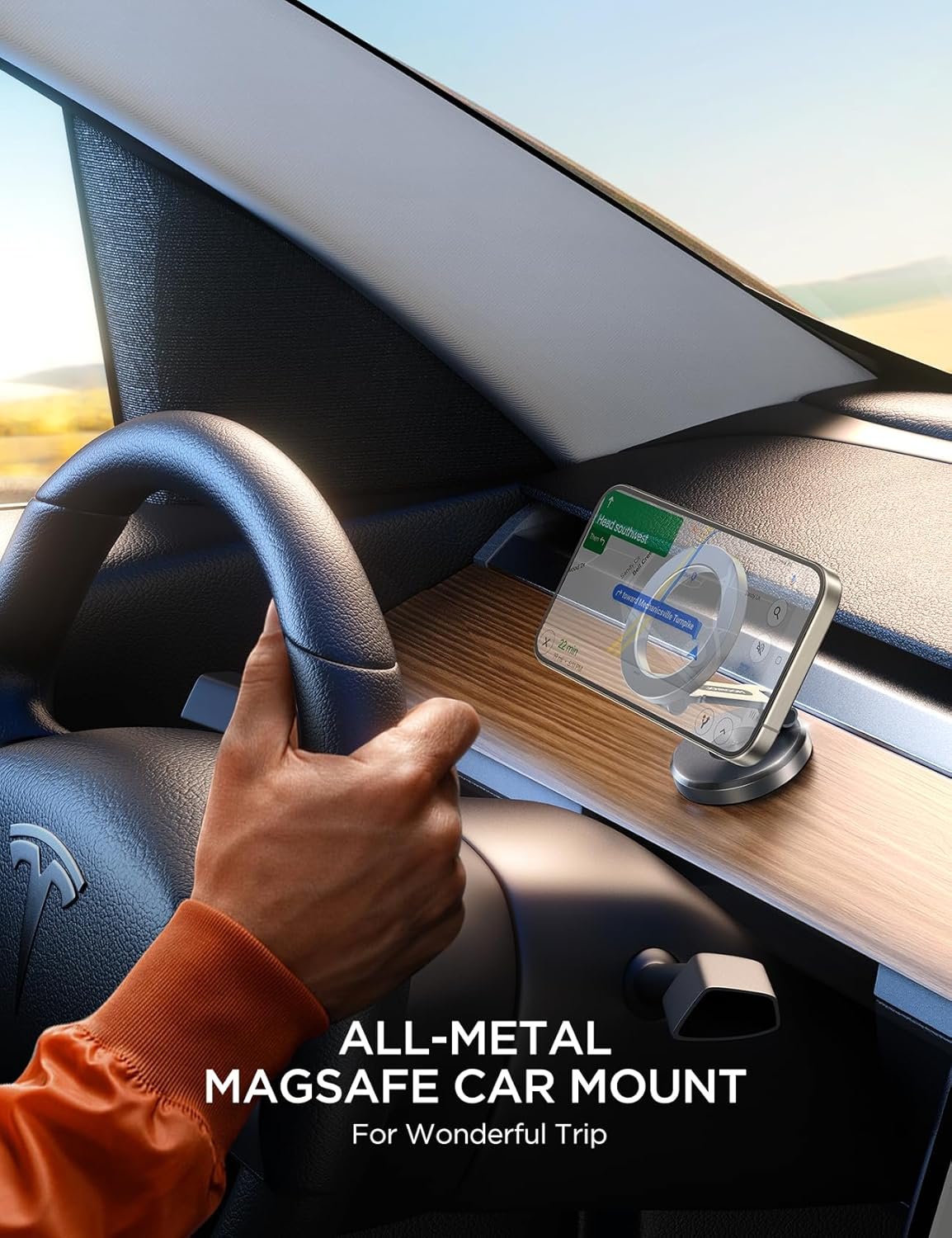 JOYROOM MagSafe Magnetic Car Phone Holder for MagSafe, All Metal Magsafe Folding Car Holder with 20 x N55 Magnets, Car Phone Holder for iPhone 15 14 13 12 & MagSafe Case