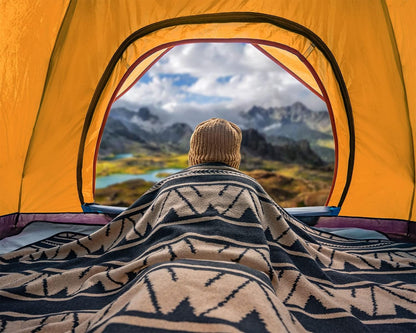 ACUSHLA Merino Wool Camp Blanket - Warm, Thick, Washable, Large Throw Great for Outdoor Camping All Seasons Suitable Sierra Khaki 79'' x63'' 3.8lbs