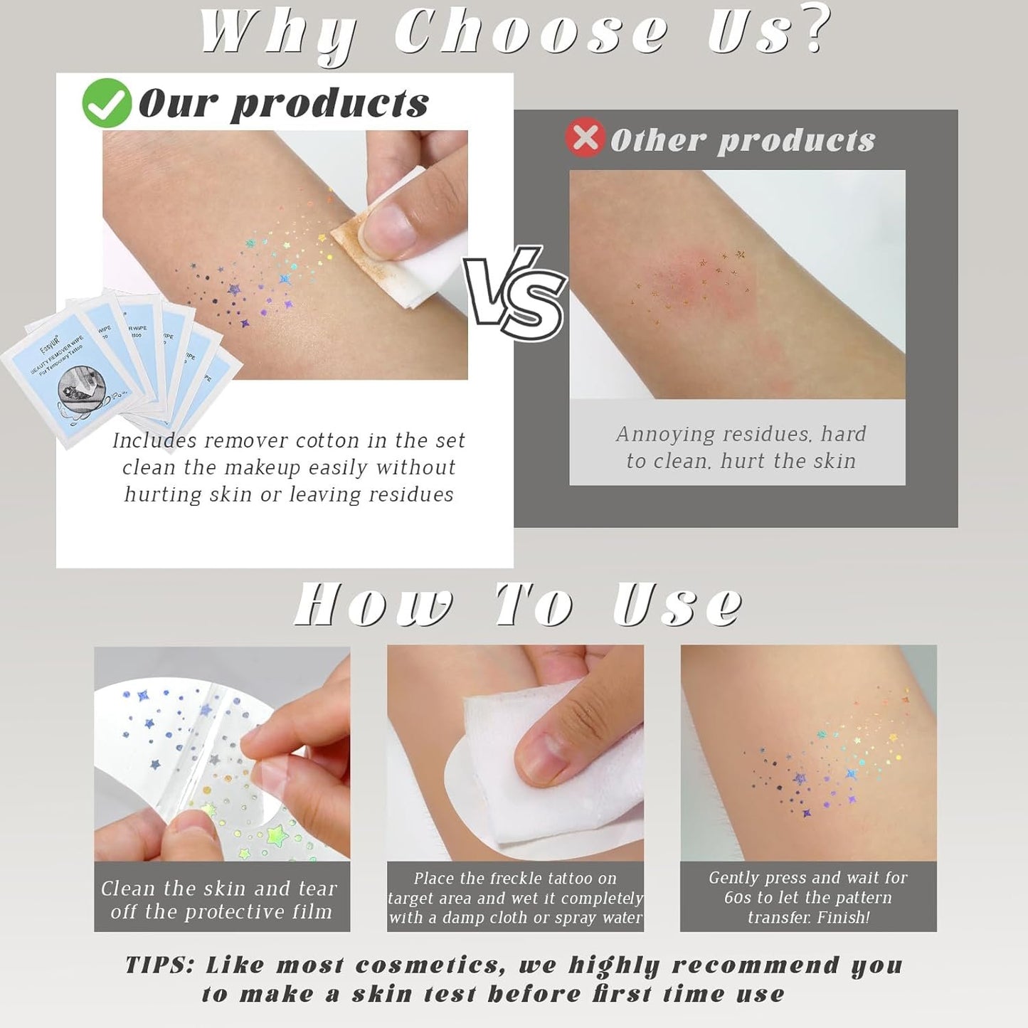 HOSAILY 6 pcs Holographic Multichrome Glitter Freckles Face Tattoo, Waterproof Sparkle Face Glitter Speckles Patches for Women, Cute Star Glitter Temporary Tattoo Makeup Accessories for Festival Rave