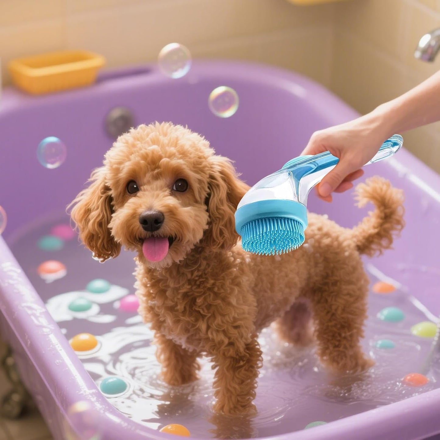 Spazzola Da Bagno Per Cani - Spazzola Massaggiante Per Animali Domestici | Setole In Silicone Massaggianti, Impugnatura Ergonomica Interni Ed Esterni, Doccia, Spa, Gatti, Gattini, Cavallii