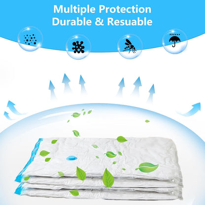 8 Pieces Vacuum Bags Clothes with Electric Pump, 2 Jumbo, 3 Large, 3 Medium, Vacuum Bags for Blankets, Duvets, Pillows, Quilts, Travel, Moving
