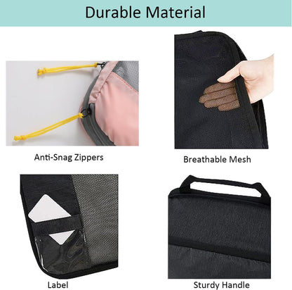 6pcs-Packing Cubes, Areaphmet Travel Compression Packing Cubes Set for Travel Accessories Organisers Bags for Luggage Organizers Suitcases Accessories (Black)