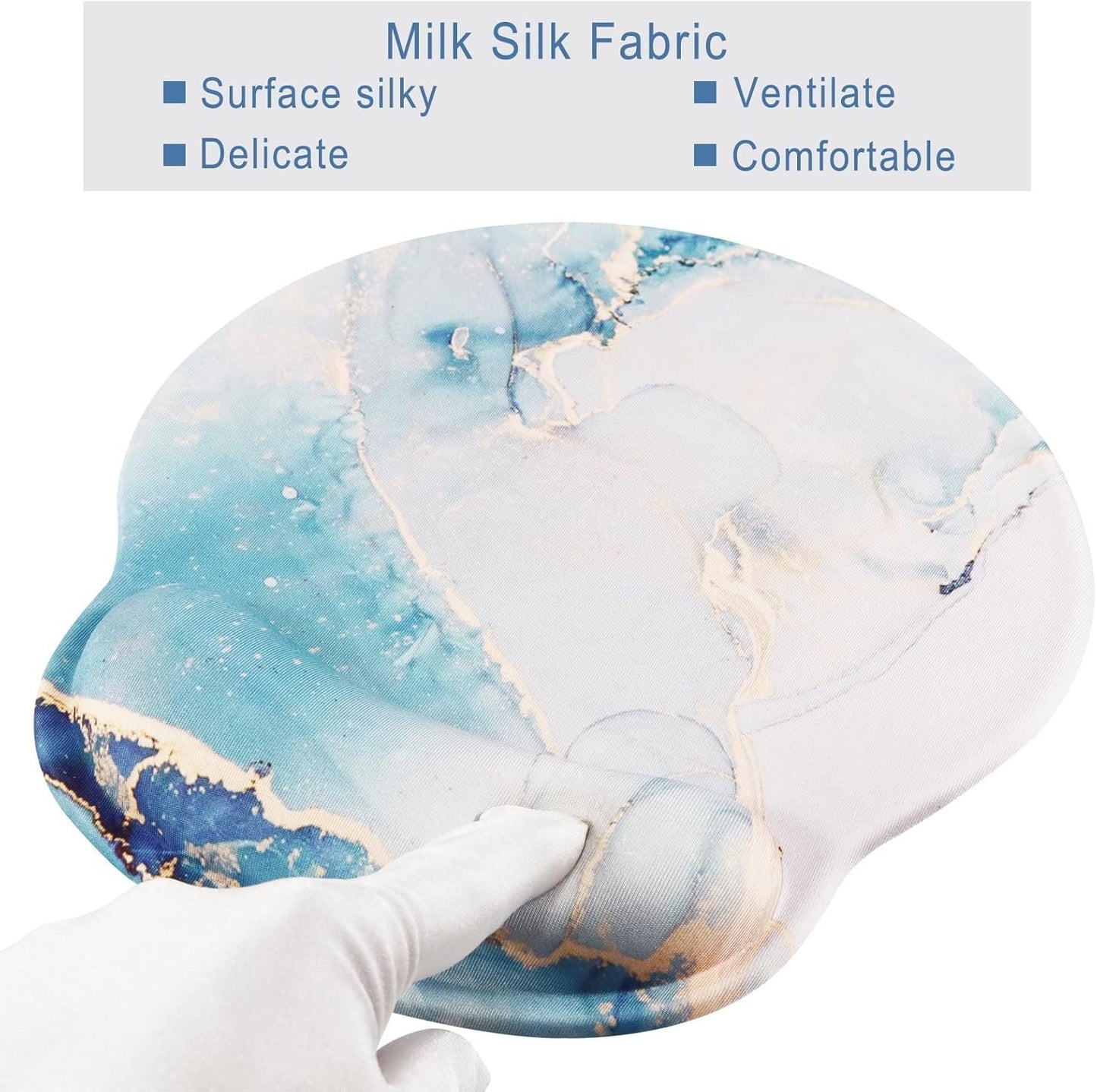 Ergonomic Mouse Pad with Wrist Rest,Small Gaming Gel Mousepad,Office Desk Accessories for Computer Laptop,Work from Home Essentials (Blue Marble)