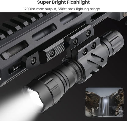 Feyachi FL14-MB Tactical Flashlight 1200 Lumen Matte Black LED Weapon Light with mLok Flashlight Mount, and Pressure Switch Included