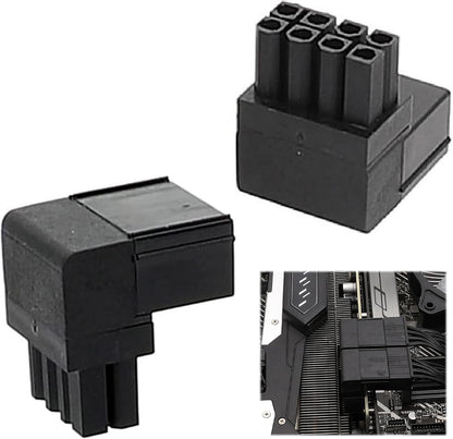 2PCS 8PIN 90 Degree Angled Power Connector Adapter,GPU VGA PCIe Connector for Desktop Computers Graphics Card Right Angle Elbow Adapter Black (Angled Upwards)