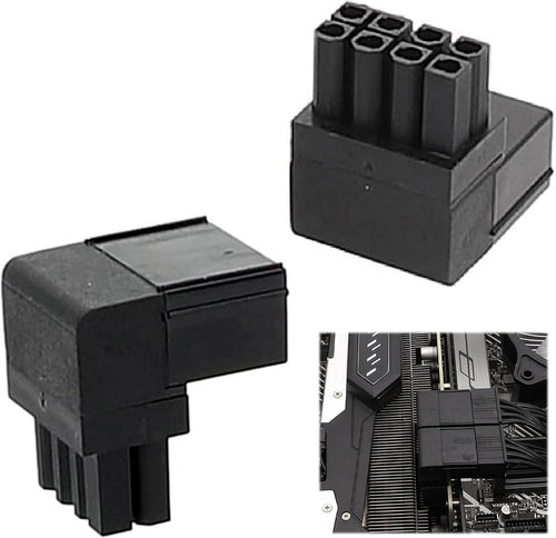 2PCS 8PIN 90 Degree Angled Power Connector Adapter,GPU VGA PCIe Connector for Desktop Computers Graphics Card Right Angle Elbow Adapter Black (Angled Upwards)