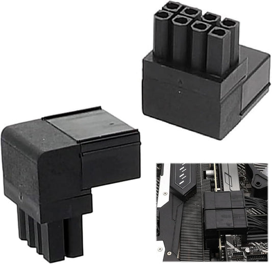 2PCS 8PIN 90 Degree Angled Power Connector Adapter,GPU VGA PCIe Connector for Desktop Computers Graphics Card Right Angle Elbow Adapter Black (Angled Upwards)