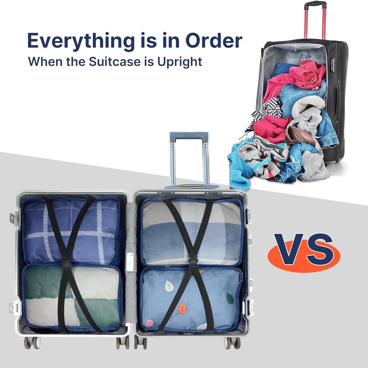 Large Packing Cubes 4 PCS, 40x30x12CM Same Size Suitcase Organiser Bags 4-Piece, Travel Bags Organiser 4 Pack (4PCS Large Navy)