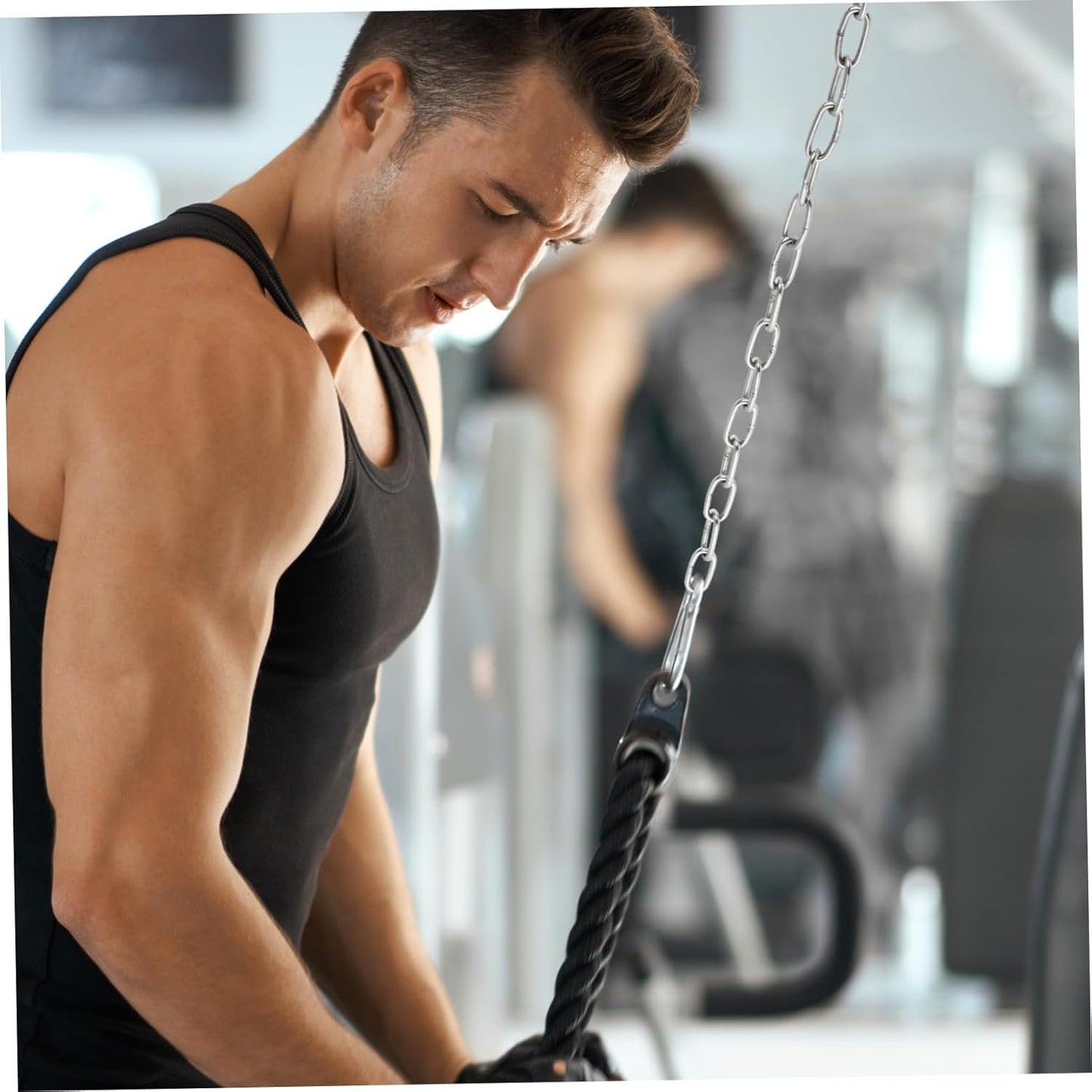 FAVOMOTO 1Pc Fitness Machine Handle Grip Accessories with Extension Chain for Home Gym Durable Pull Down