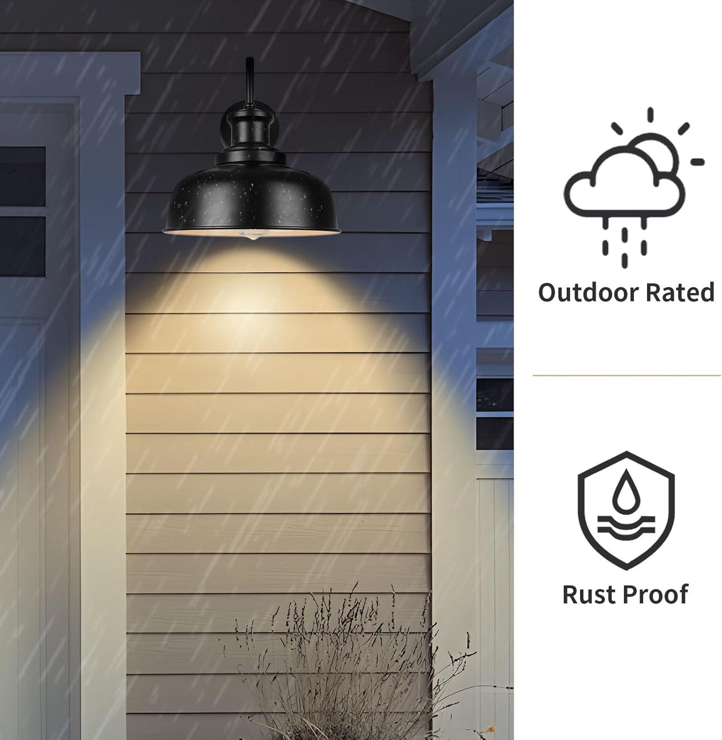 Diyel Solar Barn Light for Outside, Gooseneck Outdoor Wall Lights Solar Powered, Farmhouse Exterior Wall Sconce, Industrial Outside Lighting Fixture, Rustic Lantern for Garage, Barn, Shed, RZSR007