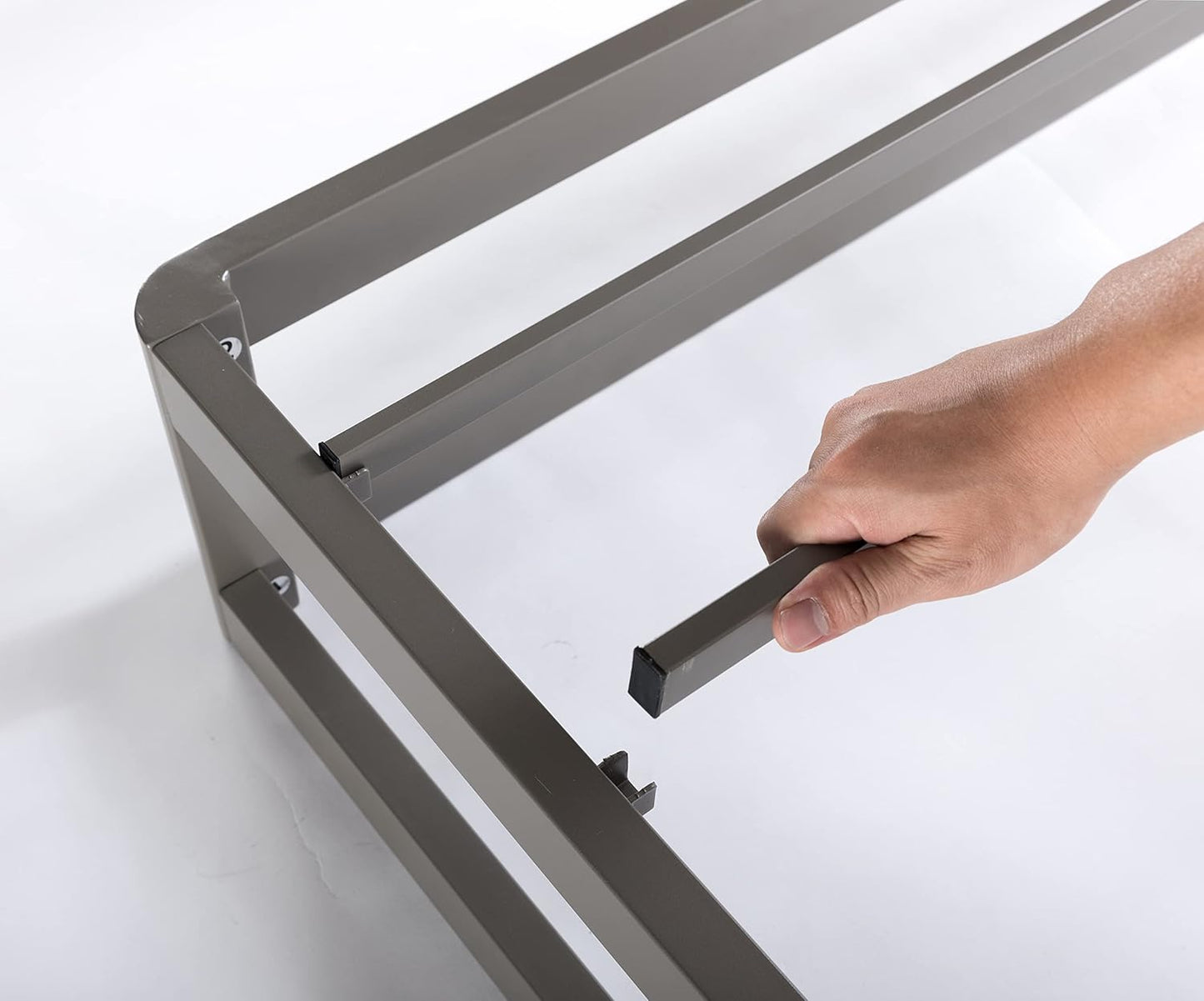 Zinus Metal Queen Bed Frame 22cm Grey Gunmetal Bedframe Base, 5Yrs Warranty, Steel Slat Mattress Support, Bedroom Furniture
