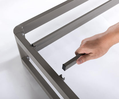 Zinus Metal Queen Bed Frame 22cm Grey Gunmetal Bedframe Base, 5Yrs Warranty, Steel Slat Mattress Support, Bedroom Furniture