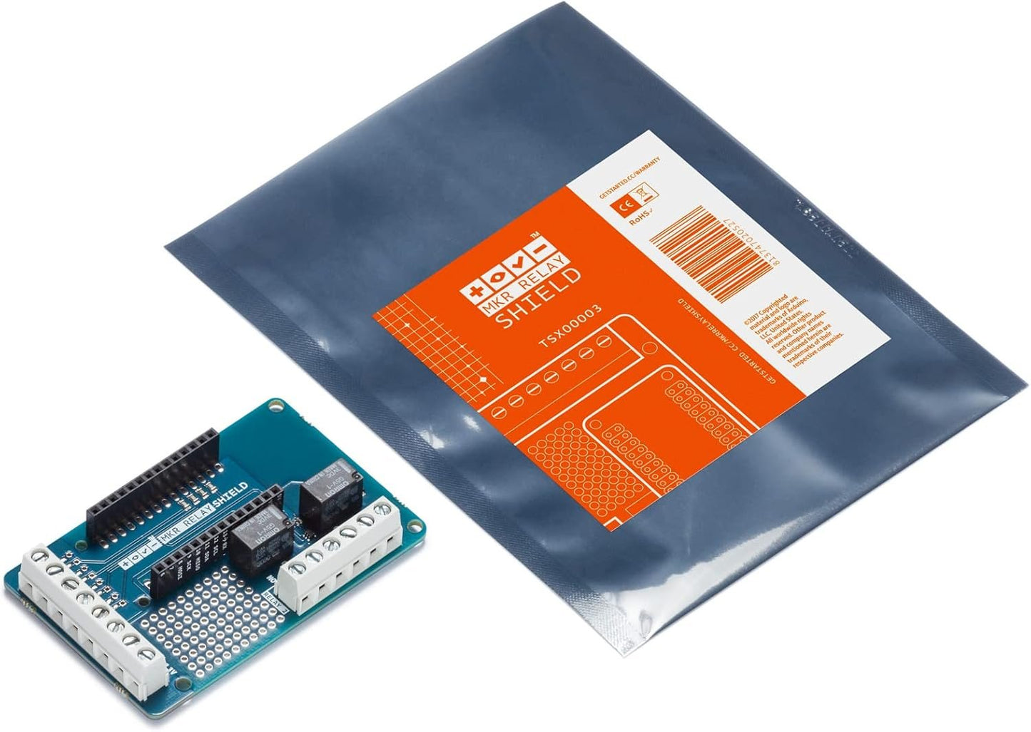 Arduino MKR Relay Proto Shield [TSX00003] – Relay Module with Prototype Area for MKR Boards, Ideal for IoT and Home Automation Projects