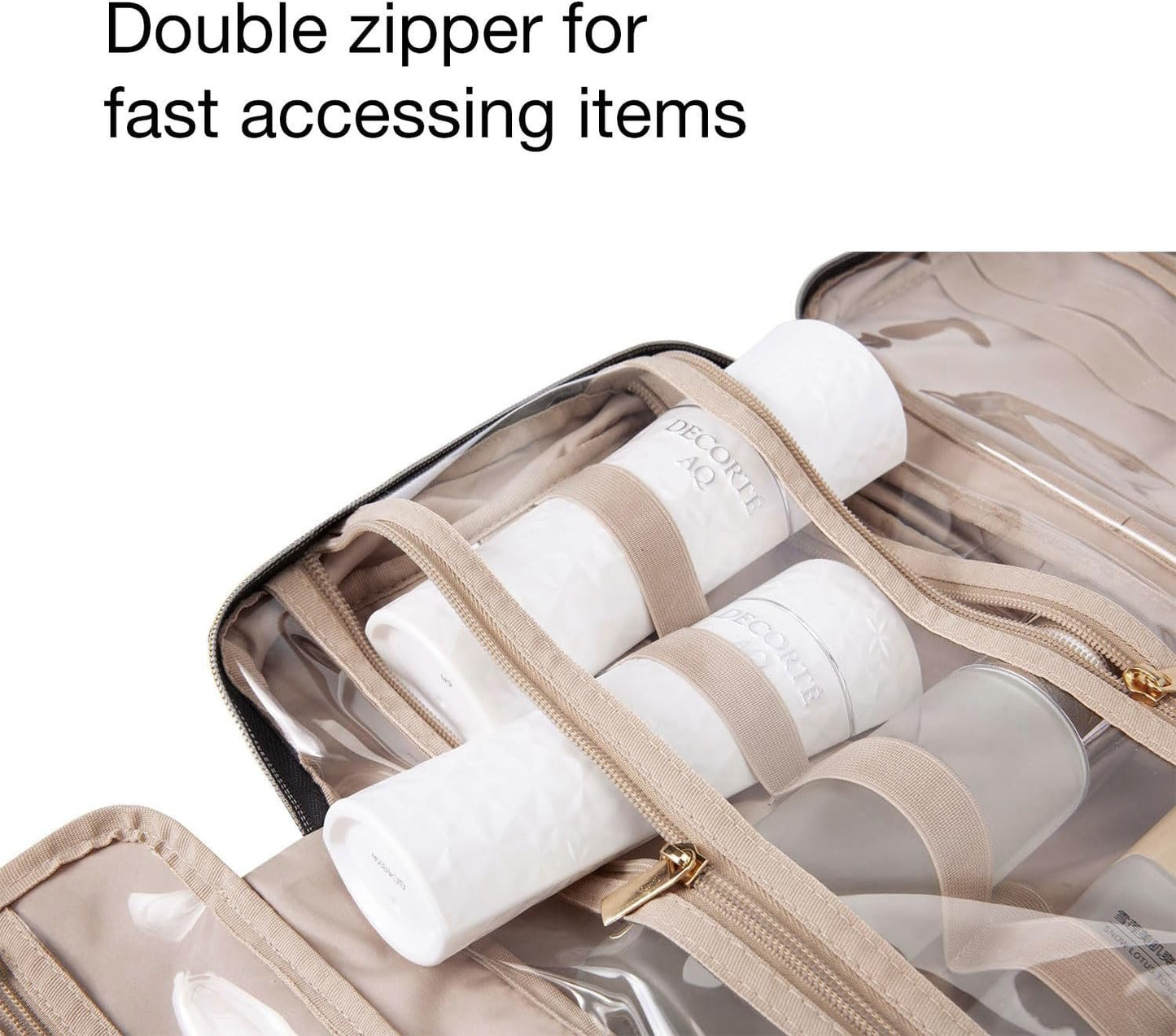 BAGSMART Toiletry Bag Travel Bag with Hanging Hook, Water-resistant Makeup Cosmetic Bag Travel Organizer for Accessories