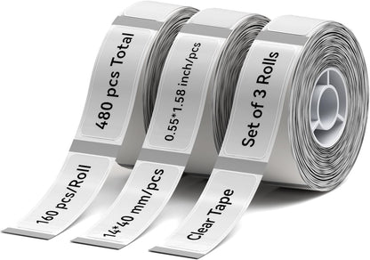 NIIMBOT Thermal Label 3 Rolls Set Home School Office Storage and Organization for NIIMBOT D11 D110 D101 H1S Label Maker (1440CLEAR)