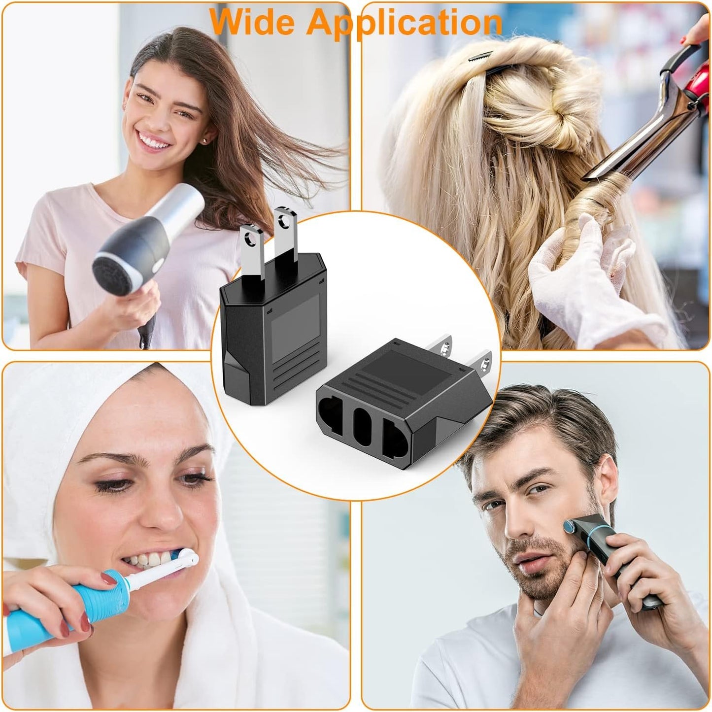 European to America/Canada Travel Plug Adapter, 5 Pack Universal Converter for European to American/Canada Power Outlets