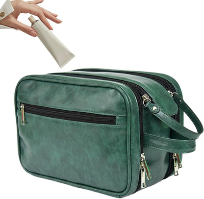 Hygiene Bag for Men - Waterproof PU Shaving Bag for Men,Bathroom Travel Bag, Toiletry Organizer, ReusableTravel Toilet Bags for Shaving Grooming Dopp Kit, Green, Refer to description, Unisex