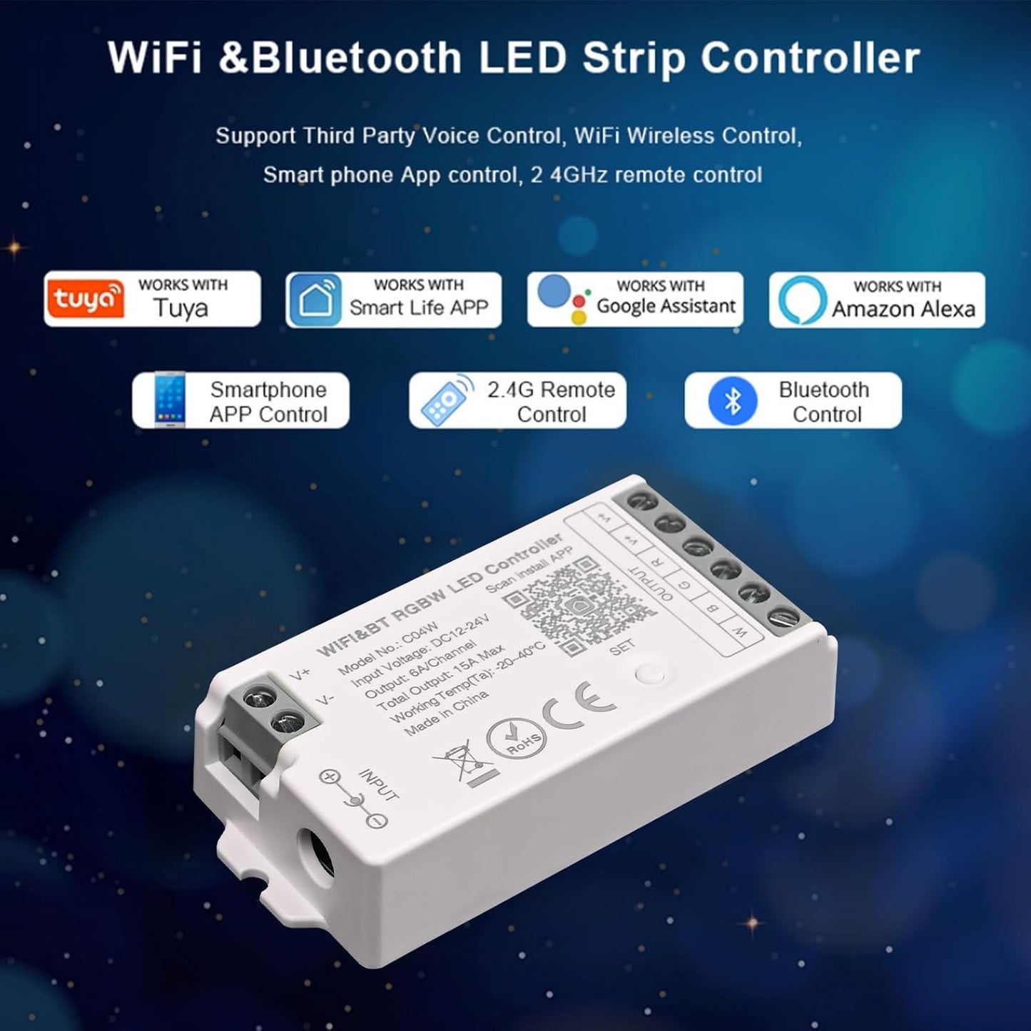 TUNICHX RGBW SMD FCOB 5 PIN LED Strip 2.4 GHz WiFi Group Controller Alexa Google Home Smartphone APP Control Compatible with WR01RF LM096 FUT095 FUT096 B3 T3 Mi-Boxer/Mi-Light RGBW Remote