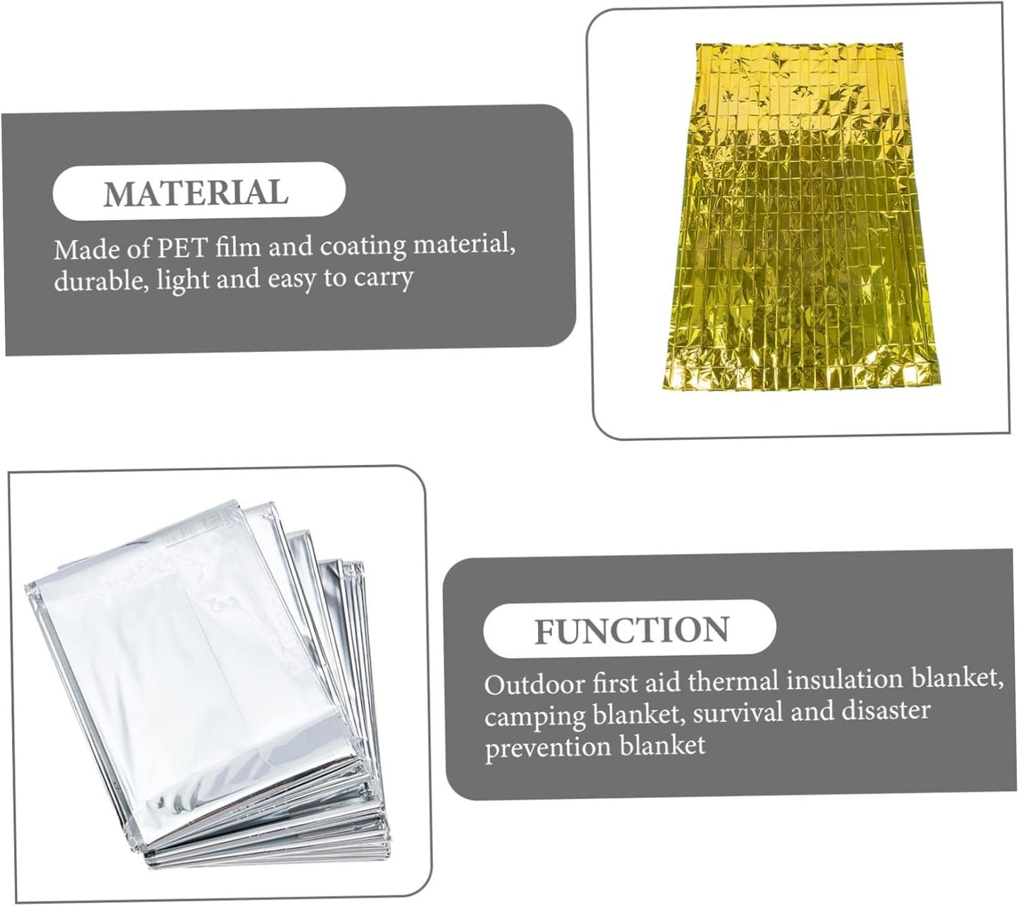 EXHUMKY 6Pcs Portable Emergency Blanket Multi Use Insulation Blankets for Outdoor Aid Survival Gear Lightweight for for Adventure Emergency Situations