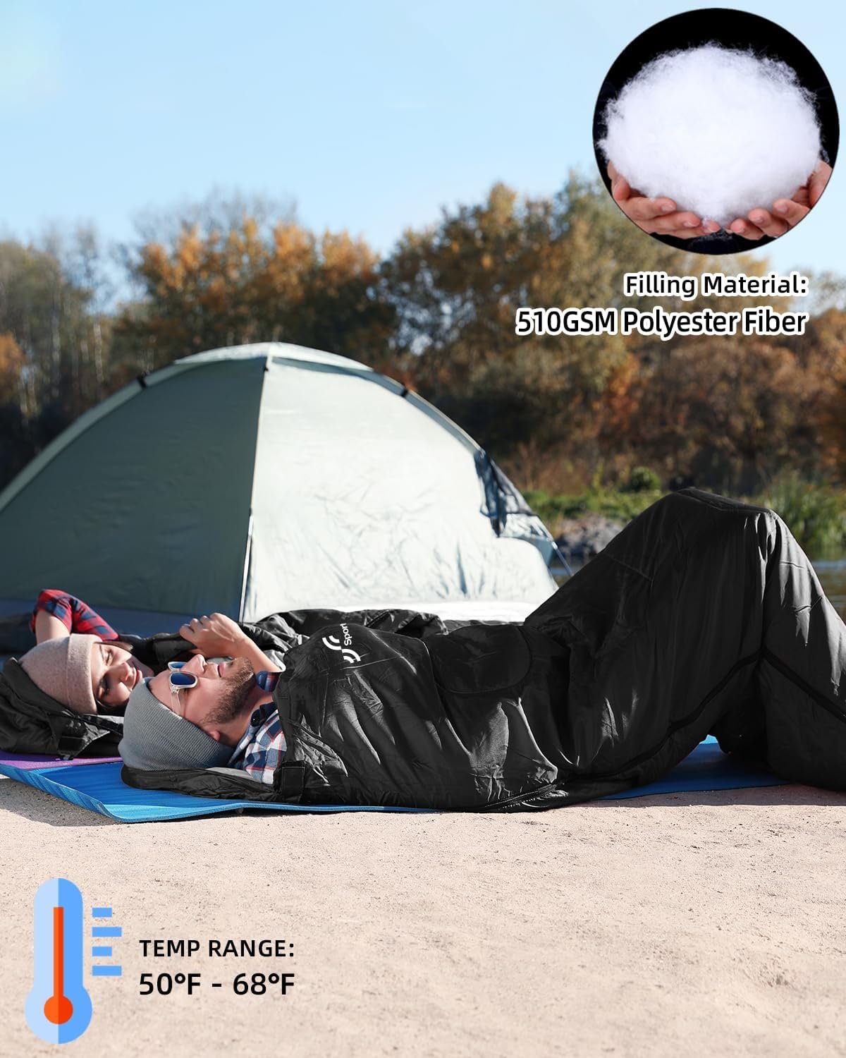 Camping Sleeping Bag for Adults: Sportneer 3 Season Warm Weather Waterproof Lightweight Sleeping Bag for Kids Backpacking Sleeping Bags for Adult Boys Girls Camping Hiking Outdoor