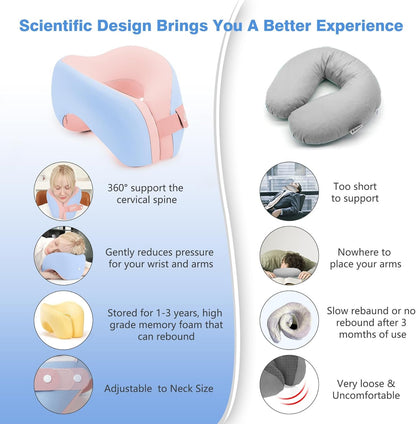 jiaao Travel Neck Pillow, Ergonomic Airplane Pillow for International Flights, Travel Essentials with 3D Eye Masks, Ear Plugs and Storage Bag, U Shaped Neck Support for Road Trips, Camping, Train